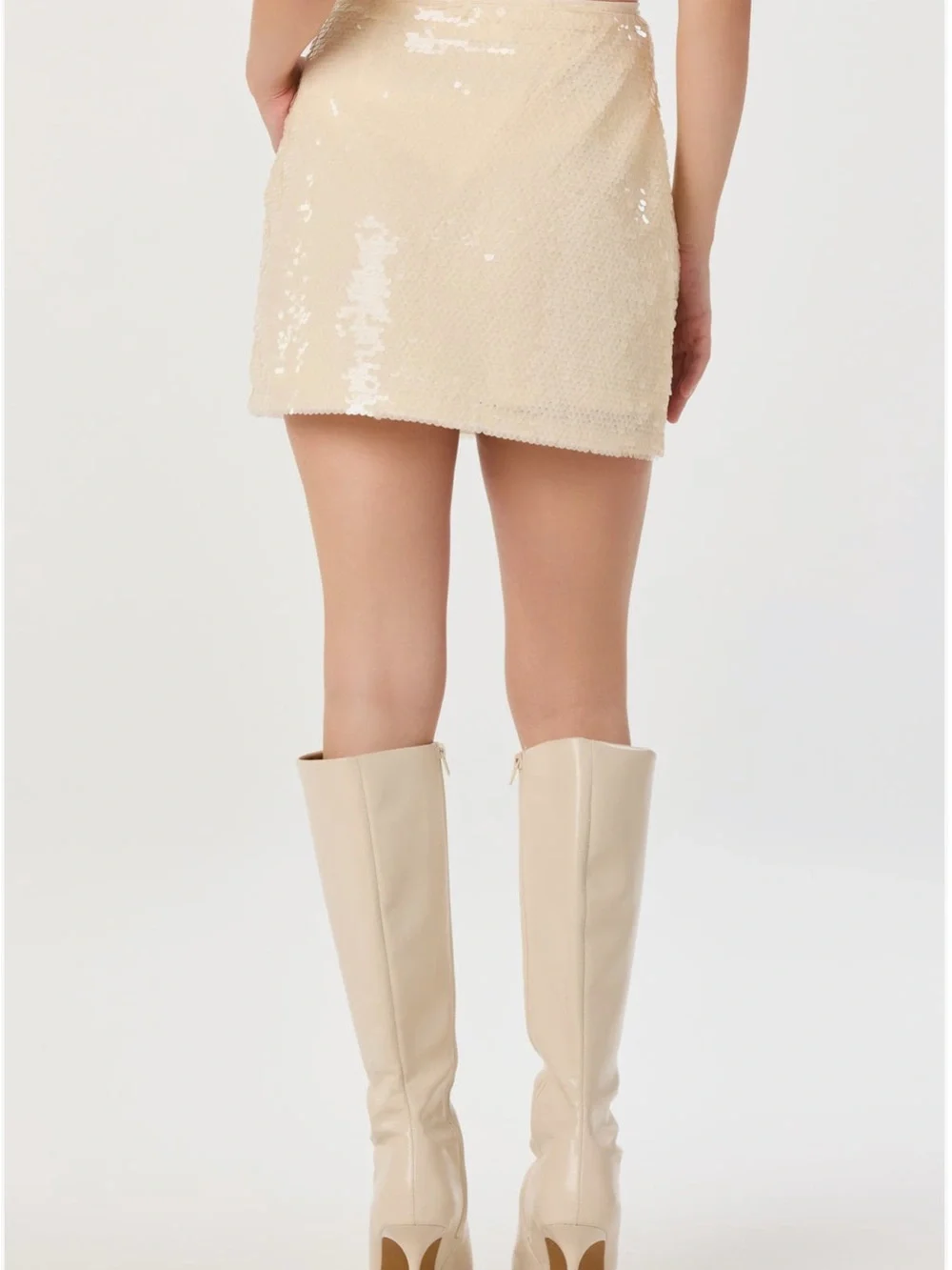 Nordstrom ASTR THE LABEL Cream Sequin Mini Skirt